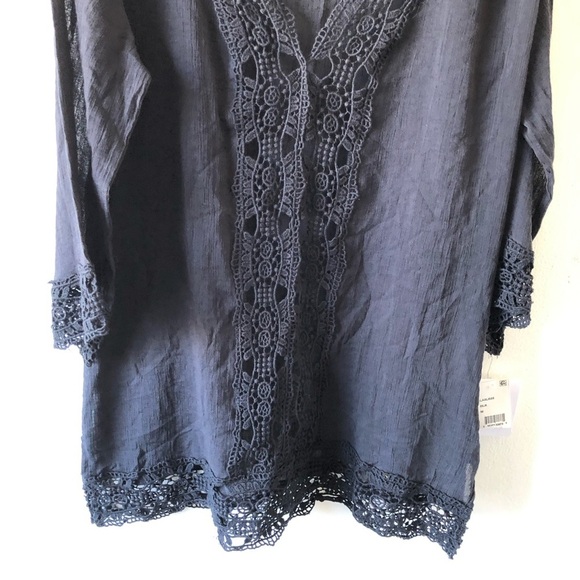 New La Blanca Black Embroidered Swim Coverup Tunic M - Picture 9 of 9